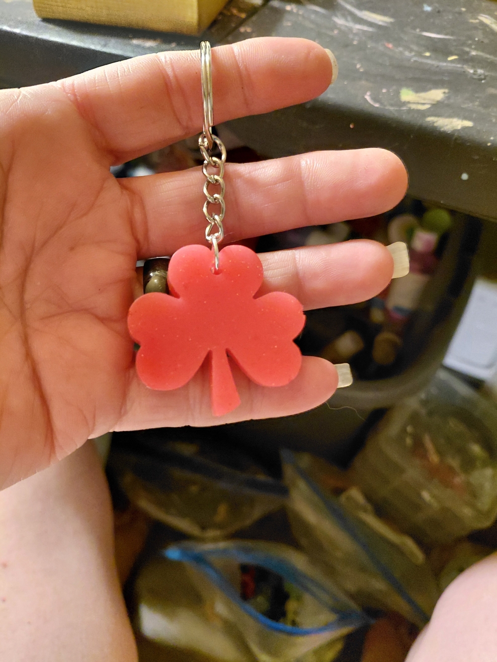 Red Clover Silicone Keychain Key & Card Holder